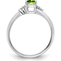 14K White Gold Ring with Cushion-Cut Peridot and Round Diamond Accents by 0