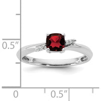 14K White Gold Ring with Cushion Garnet and Tapered Diamond Accents by 0