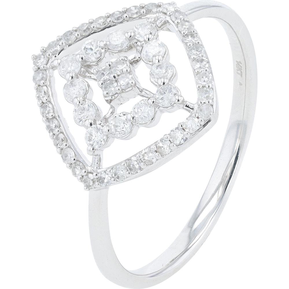14K White Gold Ring with Open Halo and 0.35 Carats Total Round Diamonds