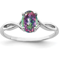 14K White Gold Ring with Oval 1.05 Carat Mystic Fire Topaz in Twisting Vine Design by Monteluci Fine Jewelry