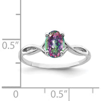 14K White Gold Ring with Oval 1.05 Carat Mystic Fire Topaz in Twisting Vine Design by Monteluci Fine Jewelry
