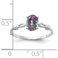 14K White Gold Ring with Oval Mystic Fire Topaz - 1.05 Carat Total Gemstone Weight by Monteluci Fine Jewelry