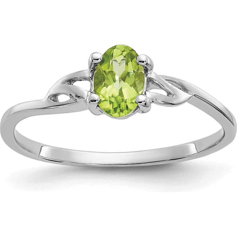 14K White Gold Ring with Oval Natural Peridot - 0.45 Carat Gemstone Weight by Oro Pregiato