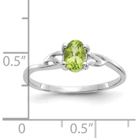 14K White Gold Ring with Oval Natural Peridot - 0.45 Carat Gemstone Weight by Oro Pregiato