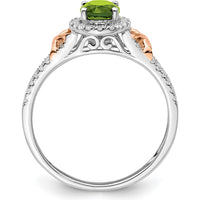 14K White Gold Ring with Rose Gold Accent and Oval Peridot - 1.205 Carat Peridot, 0.024 Carat Total Diamond Weight by 0