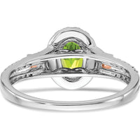 14K White Gold Ring with Rose Gold Accent and Oval Peridot - 1.205 Carat Peridot, 0.024 Carat Total Diamond Weight by 0