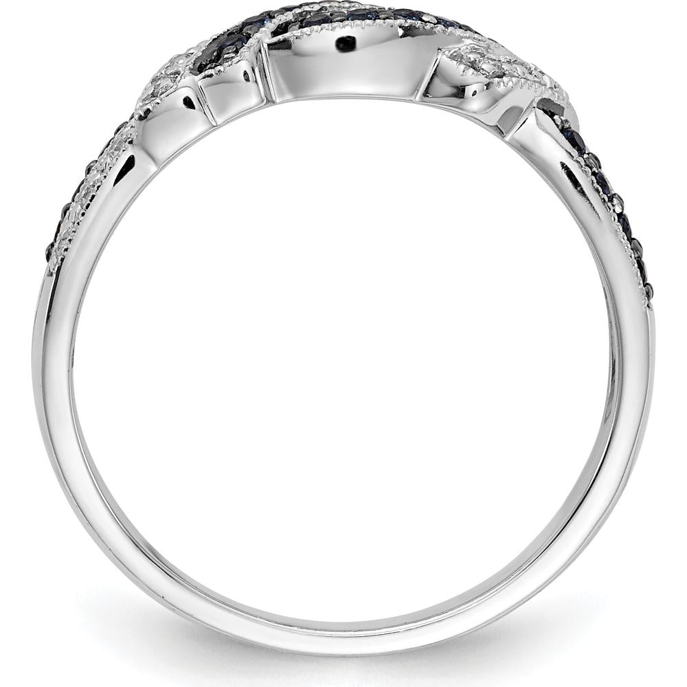 14K White Gold Ring with Round White and Blue Diamonds - 0.25 Carat Total Diamond Weight by 0