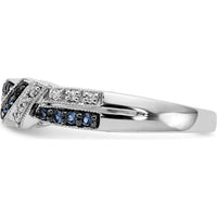 14K White Gold Ring with Round White and Blue Diamonds - 0.25 Carat Total Diamond Weight by 0