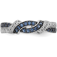14K White Gold Ring with Round White and Blue Diamonds - 0.25 Carat Total Diamond Weight by 0