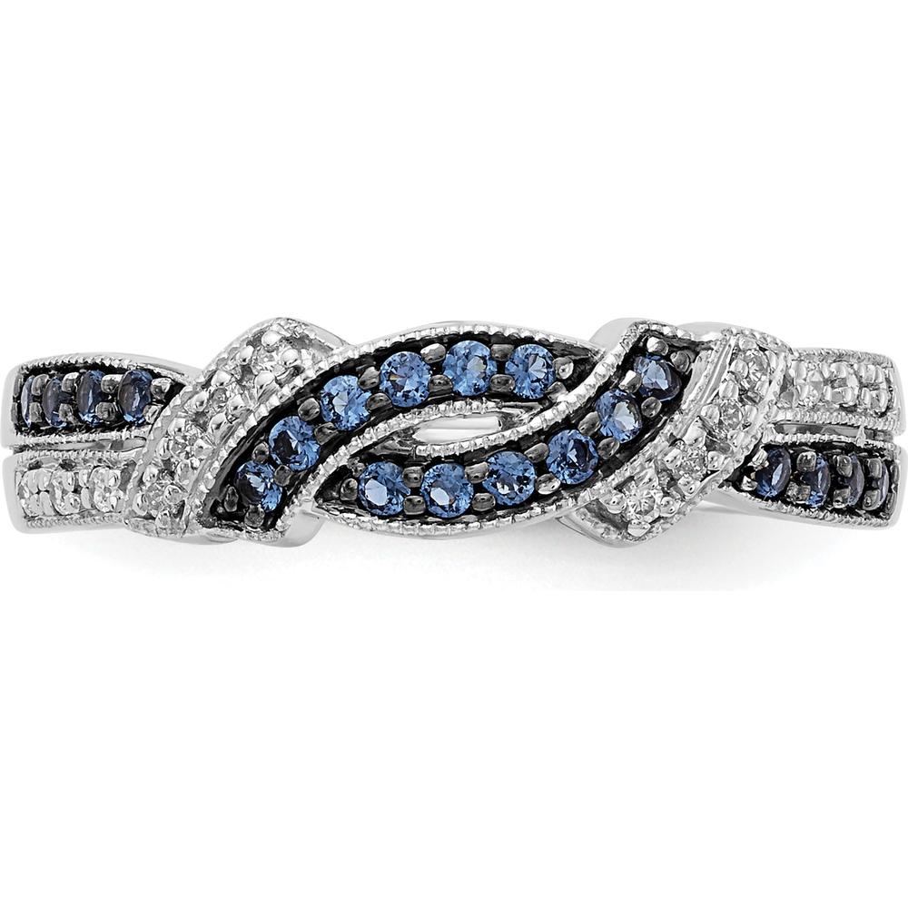 14K White Gold Ring with Round White and Blue Diamonds - 0.25 Carat Total Diamond Weight by 0