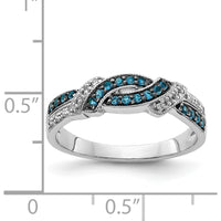 14K White Gold Ring with Round White and Blue Diamonds - 0.25 Carat Total Diamond Weight by 0