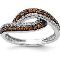 14K White Gold Ring with White Champagne Diamonds and Black Rhodium Finish - Diamond Swirl Design by 0