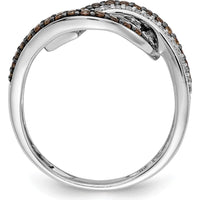14K White Gold Ring with White Champagne Diamonds and Black Rhodium Finish - Diamond Swirl Design by 0