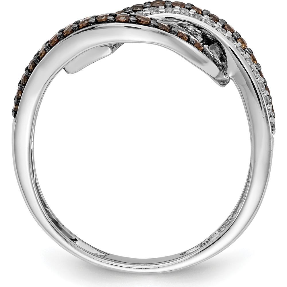 14K White Gold Ring with White Champagne Diamonds and Black Rhodium Finish - Diamond Swirl Design by 0