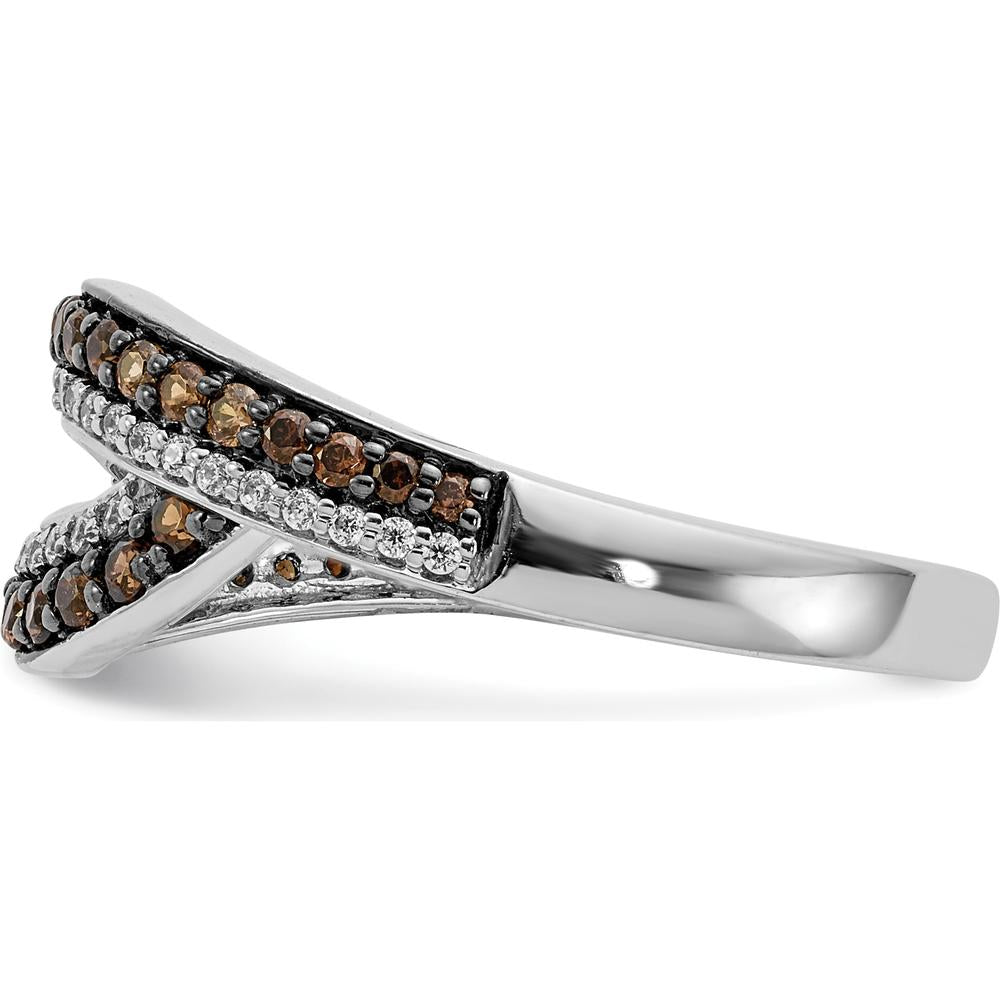 14K White Gold Ring with White Champagne Diamonds and Black Rhodium Finish - Diamond Swirl Design by 0
