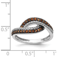 14K White Gold Ring with White Champagne Diamonds and Black Rhodium Finish - Diamond Swirl Design by 0