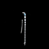 14K White Gold Riviera Bracelet with 1.01 Carats Fancy Vivid Blue Oval Lab Diamond and Pear Shape White Diamonds - 8.35 Carats Total Diamond Weight - Covaloro Fine Jewelry