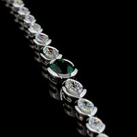 14K White Gold Riviera Bracelet with 1.83 Carats Oval Lab Emerald and Marquise Cut Lab Diamonds in Bezel Setting - 5.49 Total Carat Weight - Covaloro Fine Jewelry