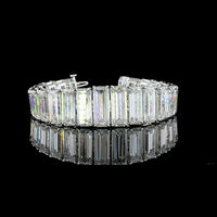 14K White Gold Riviera Bracelet with 26 Emerald Cut Lab Diamonds - 93.23 Carats Total Diamond Weight - Covaloro Fine Jewelry