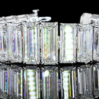 14K White Gold Riviera Bracelet with 26 Emerald Cut Lab Diamonds - 93.23 Carats Total Diamond Weight - Covaloro Fine Jewelry