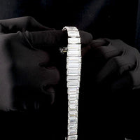 14K White Gold Riviera Bracelet with 26 Emerald Cut Lab Diamonds - 93.23 Carats Total Diamond Weight - Covaloro Fine Jewelry