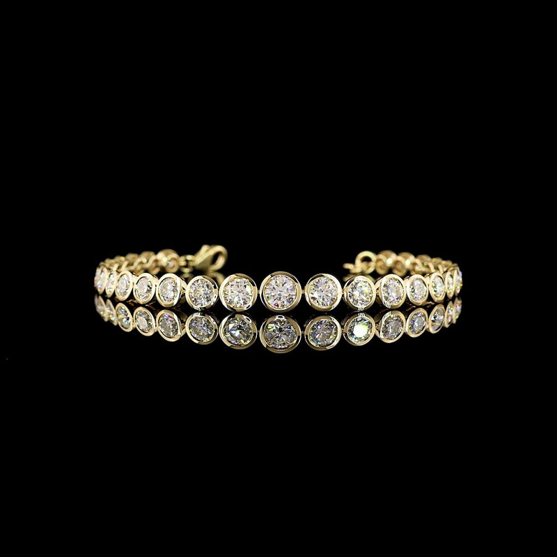 14K White Gold Riviera Bracelet with 29 Bezel-Set Round Lab Diamonds - 6.31 Carats Total Weight, E-F Color, VS Clarity - Covaloro Fine Jewelry