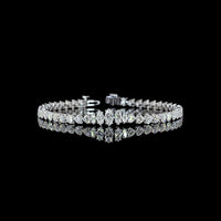 14K White Gold Riviera Bracelet with Alternating Marquise and Heart Shape Lab Diamonds - 6.70 Carats Total Diamond Weight - Covaloro Fine Jewelry