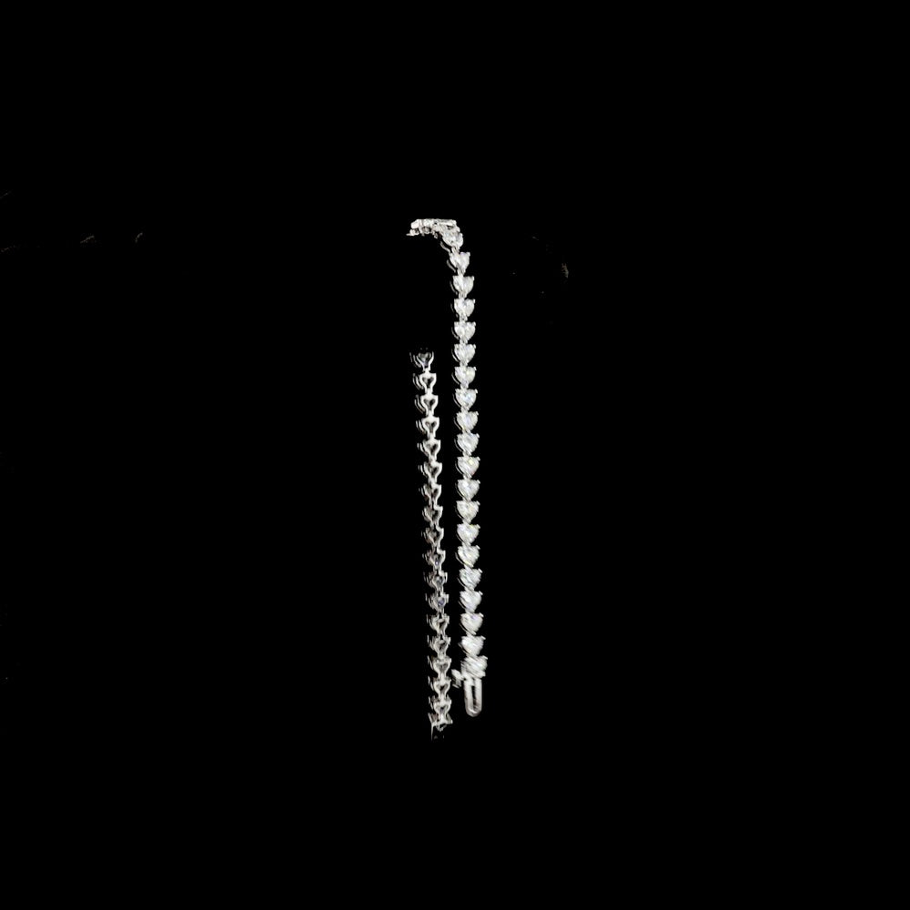14K White Gold Riviera Bracelet with Alternating Marquise and Heart Shape Lab Diamonds - 6.70 Carats Total Diamond Weight - Covaloro Fine Jewelry