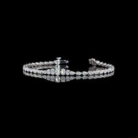 14K White Gold Riviera Bracelet with Alternating Oval and Pear Shape Lab Grown Diamonds - 3.13 Carats Total Diamond Weight - Covaloro Fine Jewelry