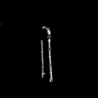 14K White Gold Riviera Bracelet with Alternating Oval Cut Lab-Grown Emerald and Diamond Accents - 5.92 Total Carat Weight - Covaloro Fine Jewelry