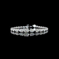 14K White Gold Riviera Bracelet with East-West Oval and Pear Shape Lab-Grown Diamonds - 8.63 Carats Total Diamond Weight - Covaloro Fine Jewelry