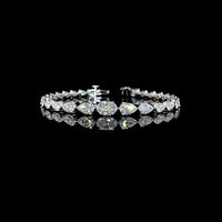 14K White Gold Riviera Bracelet with Oval and Pear Shaped Lab Diamonds - 8.54 Carat Total Weight, East-West Prong Setting - Covaloro Fine Jewelry