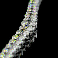 14K White Gold Riviera Necklace with 107 Graduated Round Lab Diamonds - D VS1, 25.1 Carat Total Weight - Covaloro Fine Jewelry