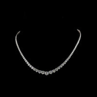14K White Gold Riviera Necklace with 130 Graduating Round Lab Diamonds - 10.35 Carat Total Weight, E-F Color, VS Clarity - Covaloro Fine Jewelry