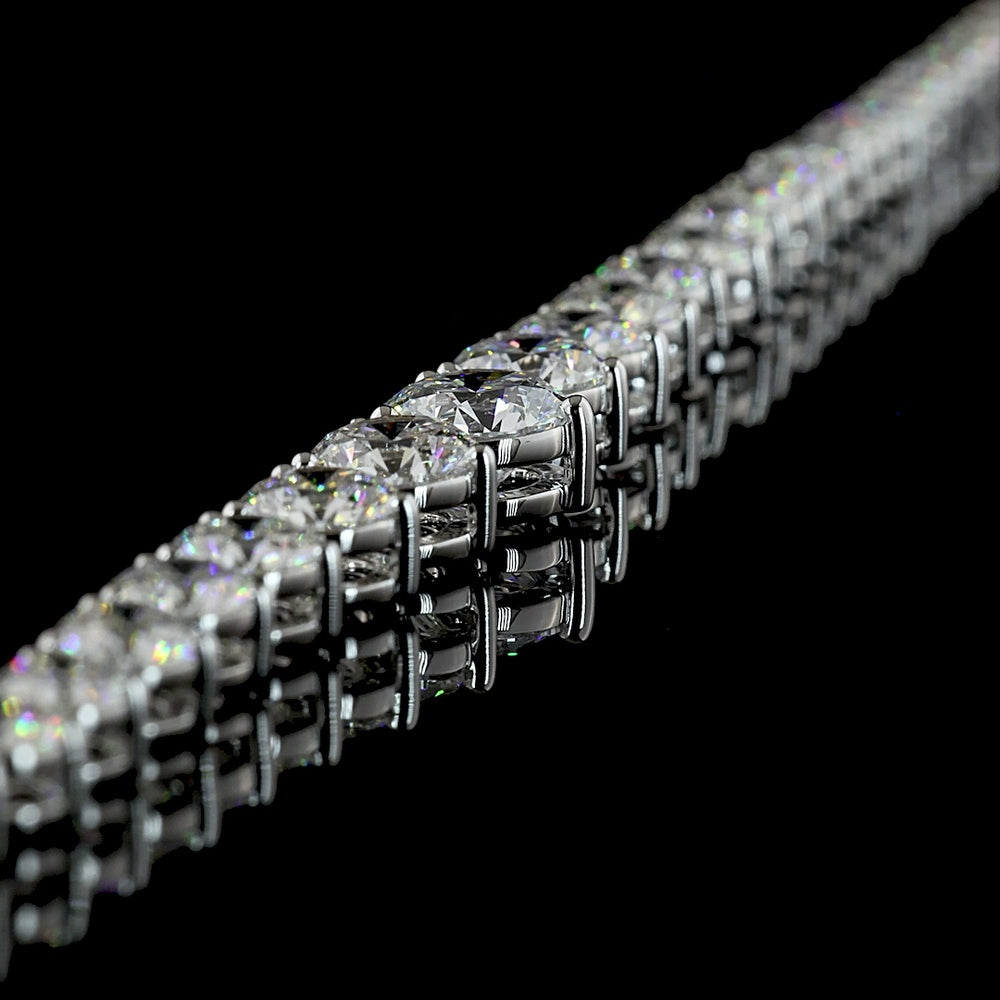 14K White Gold Riviera Necklace with 130 Graduating Round Lab Diamonds - 10.35 Carat Total Weight, E-F Color, VS Clarity - Covaloro Fine Jewelry