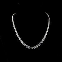 14K White Gold Riviera Necklace with 35 Carats Graduating Lab-Grown Round Brilliant Cut Diamonds (E-F VVS2) - 93 Stones in Prong Setting - Covaloro Fine Jewelry