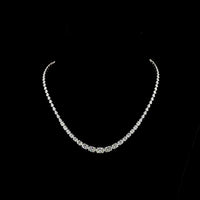 14K White Gold Riviera Necklace with 59 Graduated Oval Cut Lab Diamonds in East-West Setting - 12.33 Carat Total Weight - Covaloro Fine Jewelry