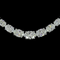 14K White Gold Riviera Necklace with 59 Graduated Oval Cut Lab Diamonds in East-West Setting - 12.33 Carat Total Weight - Covaloro Fine Jewelry