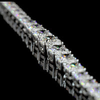 14K White Gold Riviera Necklace with 59 Graduated Oval Cut Lab Diamonds in East-West Setting - 12.33 Carat Total Weight - Covaloro Fine Jewelry