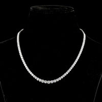 14K White Gold Riviera Necklace with Graduated Round Lab Diamonds - 14.26 Carat Total Weight - Covaloro Fine Jewelry