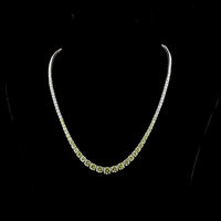 14K White Gold Riviera Necklace with Graduated Round Lab-Grown Fancy Vivid Yellow Diamonds - 19.98 Carats Total Diamond Weight - Covaloro Fine Jewelry