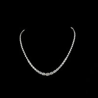 14K White Gold Riviera Necklace with Graduating East-West Set Oval Cut Lab Diamonds - 15.21 Carat Total Weight - Covaloro Fine Jewelry