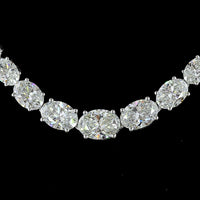 14K White Gold Riviera Necklace with Graduating East-West Set Oval Cut Lab Diamonds - 15.21 Carat Total Weight - Covaloro Fine Jewelry