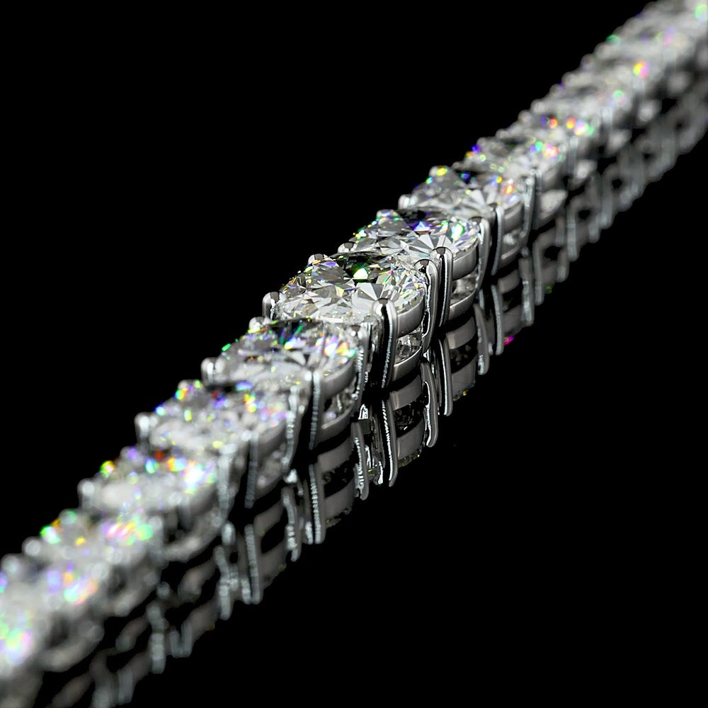 14K White Gold Riviera Necklace with Graduating East-West Set Oval Cut Lab Diamonds - 15.21 Carat Total Weight - Covaloro Fine Jewelry
