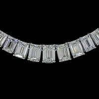 14K White Gold Riviera Necklace with Graduating Emerald Cut Lab Diamonds - 20.43 Carats Total Diamond Weight - Covaloro Fine Jewelry