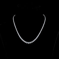14K White Gold Riviera Necklace with Graduating Round Brilliant Cut Lab Diamonds - 19.8 Carats Total Diamond Weight - Covaloro Fine Jewelry