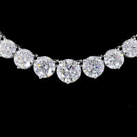 14K White Gold Riviera Necklace with Graduating Round Brilliant Cut Lab Diamonds - 19.8 Carats Total Diamond Weight - Covaloro Fine Jewelry