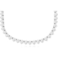 14K White Gold Riviera Necklace with Prong-Set Lab Grown Diamonds - 21.75 Carat Total Diamond Weight - Royal Jewelry