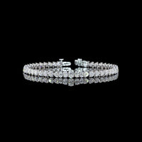 14K White Gold Riviera Tennis Bracelet with Oval and Heart Cut Lab Grown Diamonds in Prong Setting - 6.96 Carat Total Diamond Weight - Covaloro Fine Jewelry