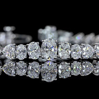 14K White Gold Riviera Tennis Bracelet with Oval and Heart Cut Lab Grown Diamonds in Prong Setting - 6.96 Carat Total Diamond Weight - Covaloro Fine Jewelry